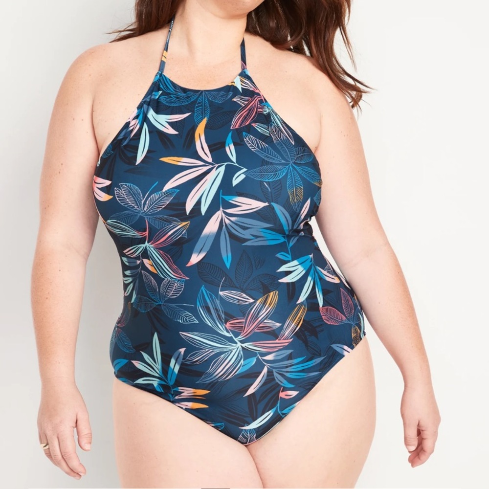 Printed One-Piece Halterneck Swimsuit